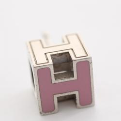 Hermes HERMES Cage d'Ache H Cube Earrings Stainless Steel Women's Pink Silver