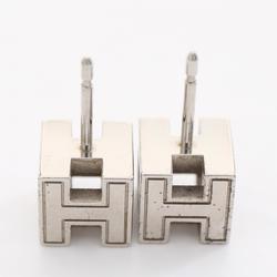 Hermes HERMES Cage d'Ache H Cube Earrings Stainless Steel Women's Pink Silver