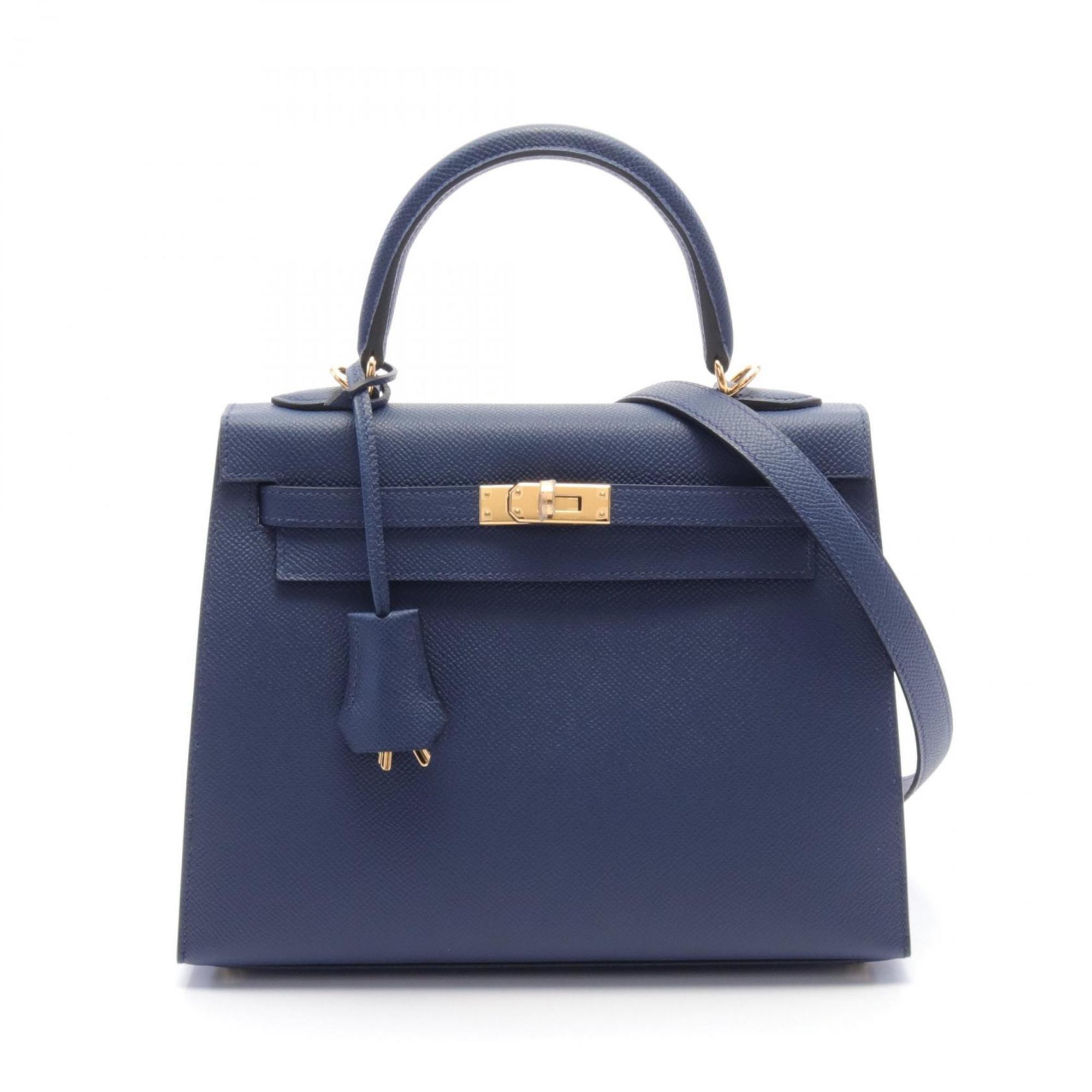 Hermes HERMES Kelly 25 Handbag Bag Epsom Leather Women's Blue