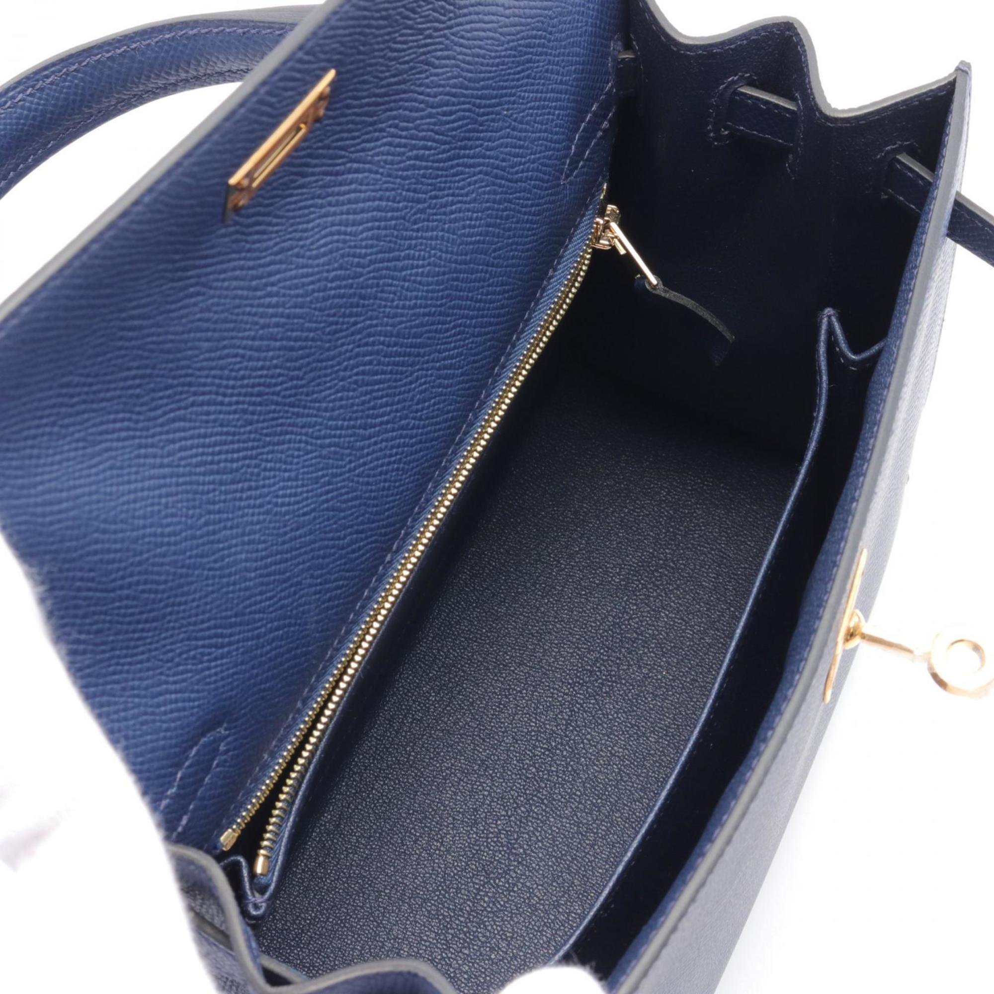 Hermes HERMES Kelly 25 Handbag Bag Epsom Leather Women's Blue