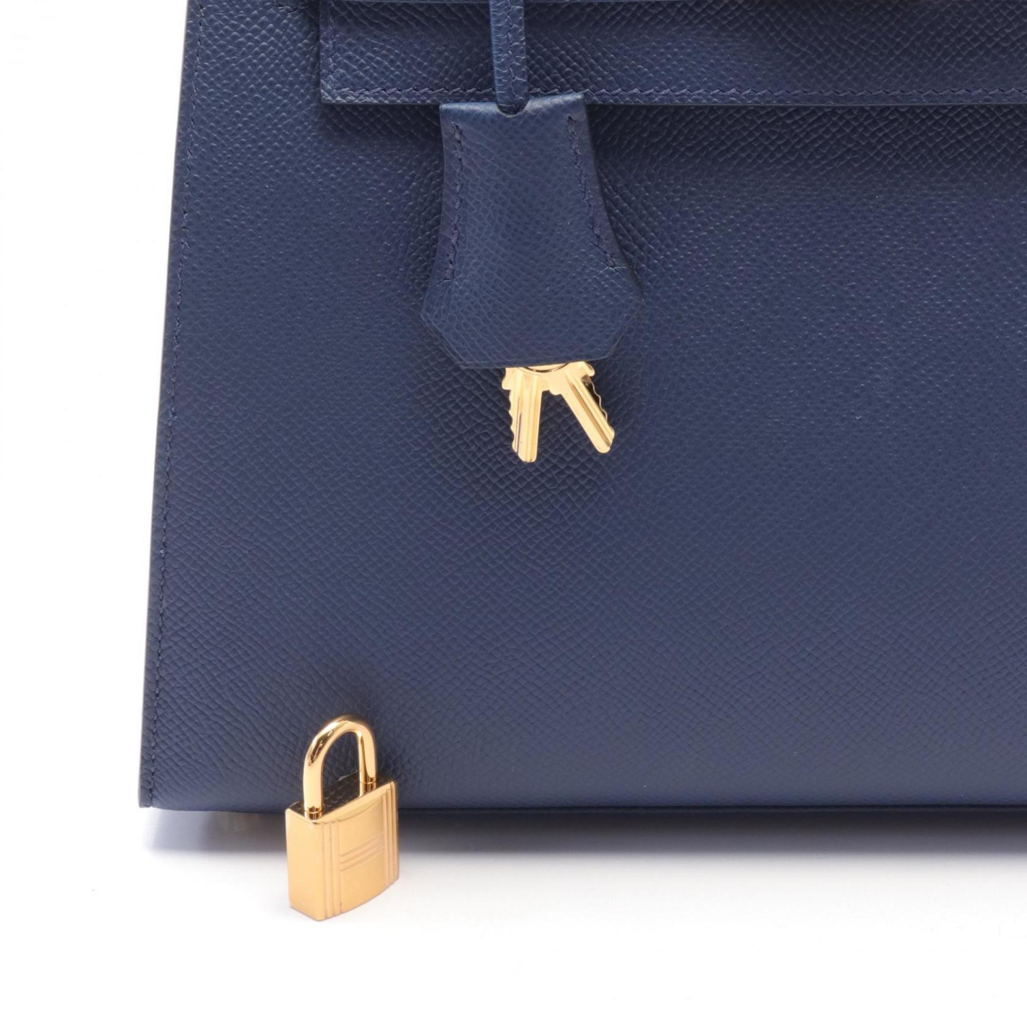 Hermes HERMES Kelly 25 Handbag Bag Epsom Leather Women's Blue