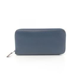 Hermes HERMES Azap Long Silk In Round Wallet Epsom Leather Women's Blue