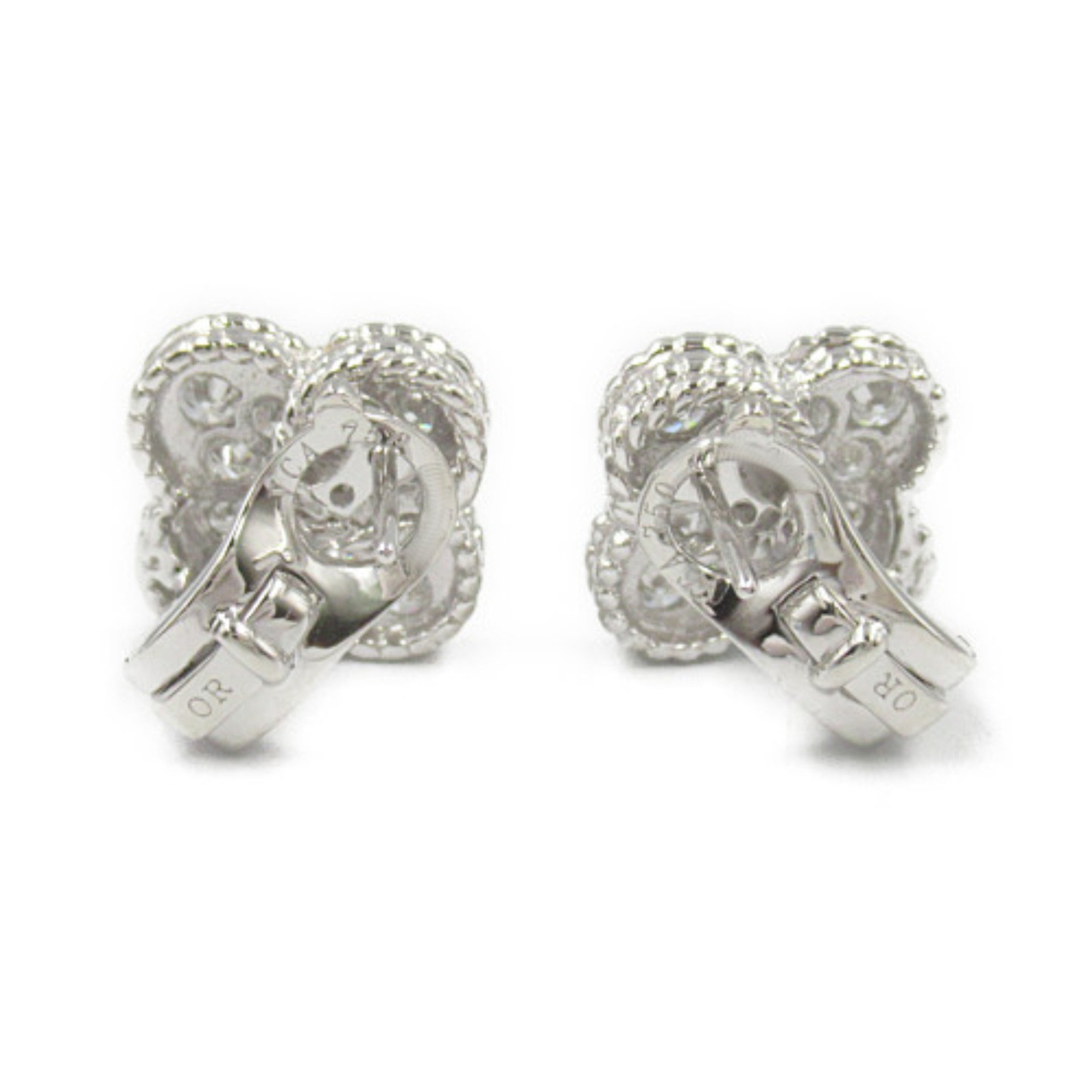 Van Cleef & Arpels Alhambra Earrings Diamond K18WG (White Gold) Ladies Clear