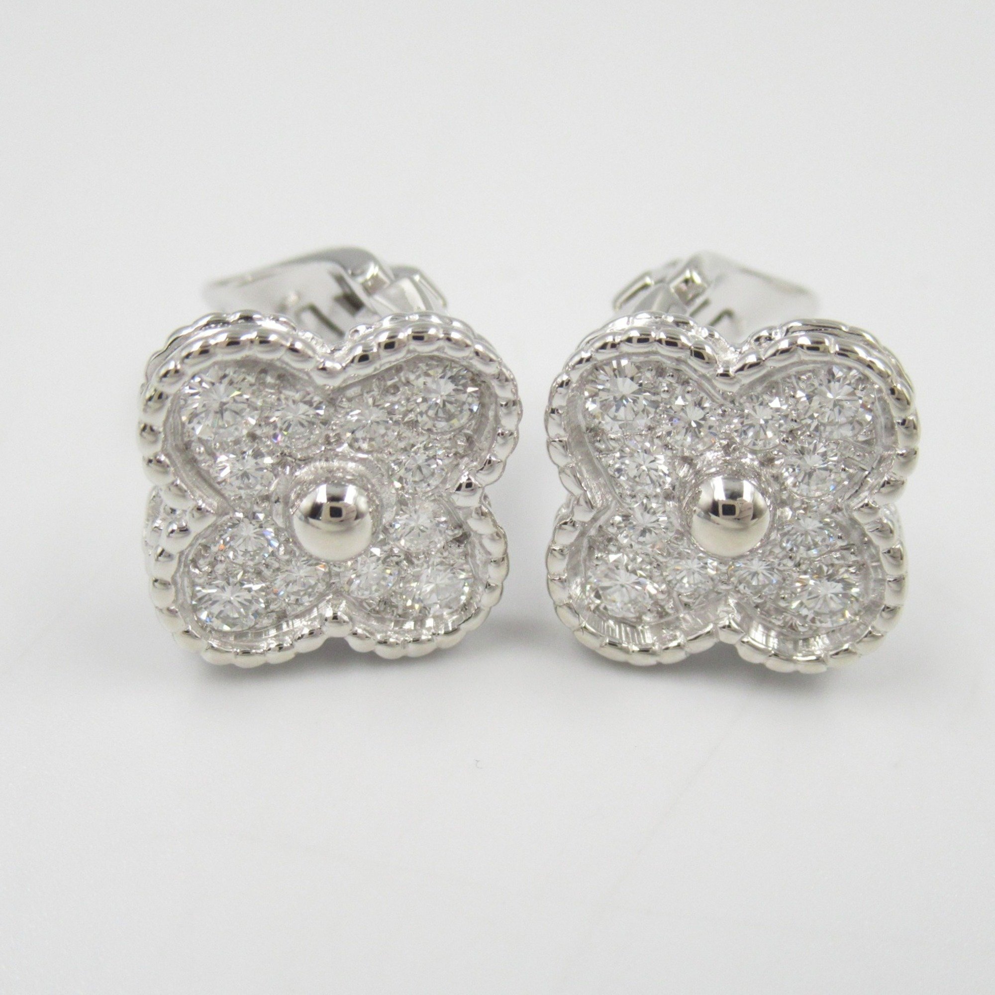 Van Cleef & Arpels Alhambra Earrings Diamond K18WG (White Gold) Ladies Clear