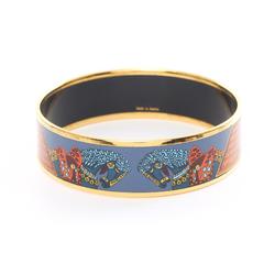 Hermes HERMES Emaille GM Bangle GP (Gold Plated) Cloisonne Women's Blue Multicolor