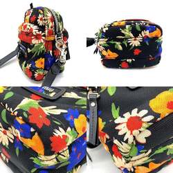 Miu Miu Miu Flora Shoulder Bag Black Multicolor Flower Crossbody Pochette Women's Canvas MIUMIU 5BH158