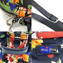 Miu Miu Miu Flora Shoulder Bag Black Multicolor Flower Crossbody Pochette Women's Canvas MIUMIU 5BH158