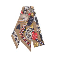 Hermes HERMES Twilly HARNAIS DE COEUR Scarf Silk Women's Beige Multicolor H064090S