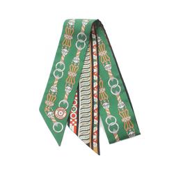 HERMES Twilly HARNAIS EN ROSACE Scarf Silk Women's Green Multicolor