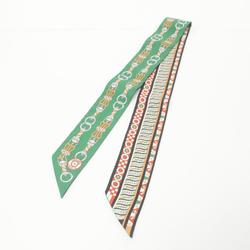 HERMES Twilly HARNAIS EN ROSACE Scarf Silk Women's Green Multicolor