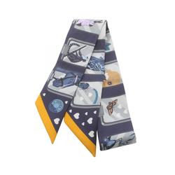 Hermes HERMES Twilly STORY Scarf Silk Women's Navy Multicolor H063875S06