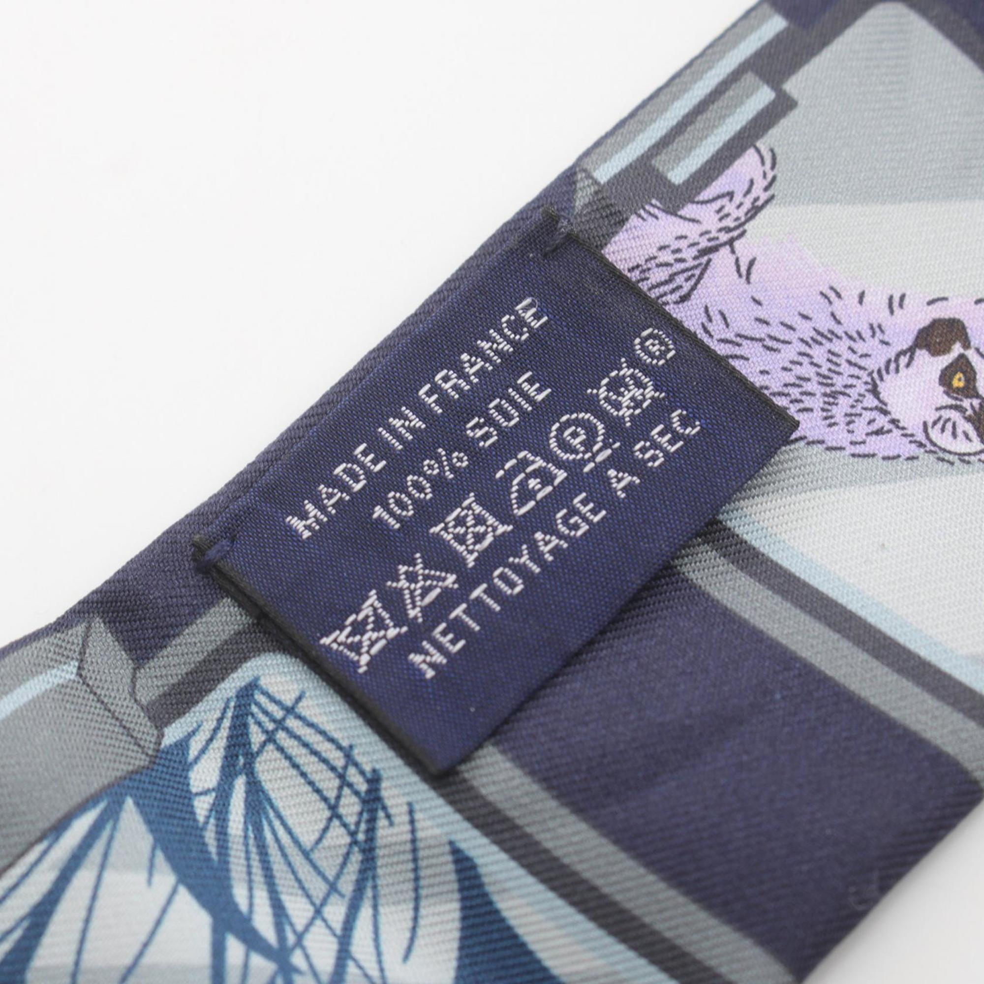 Hermes HERMES Twilly STORY Scarf Silk Women's Navy Multicolor H063875S06