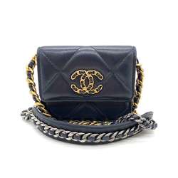 Chanel Wallet 19 Flap Coin Purse Navy Blue x Chain Wallet/Coin Case Shoulder Bag Crossbody Women's Lambskin Leather AP1787 CHANEL