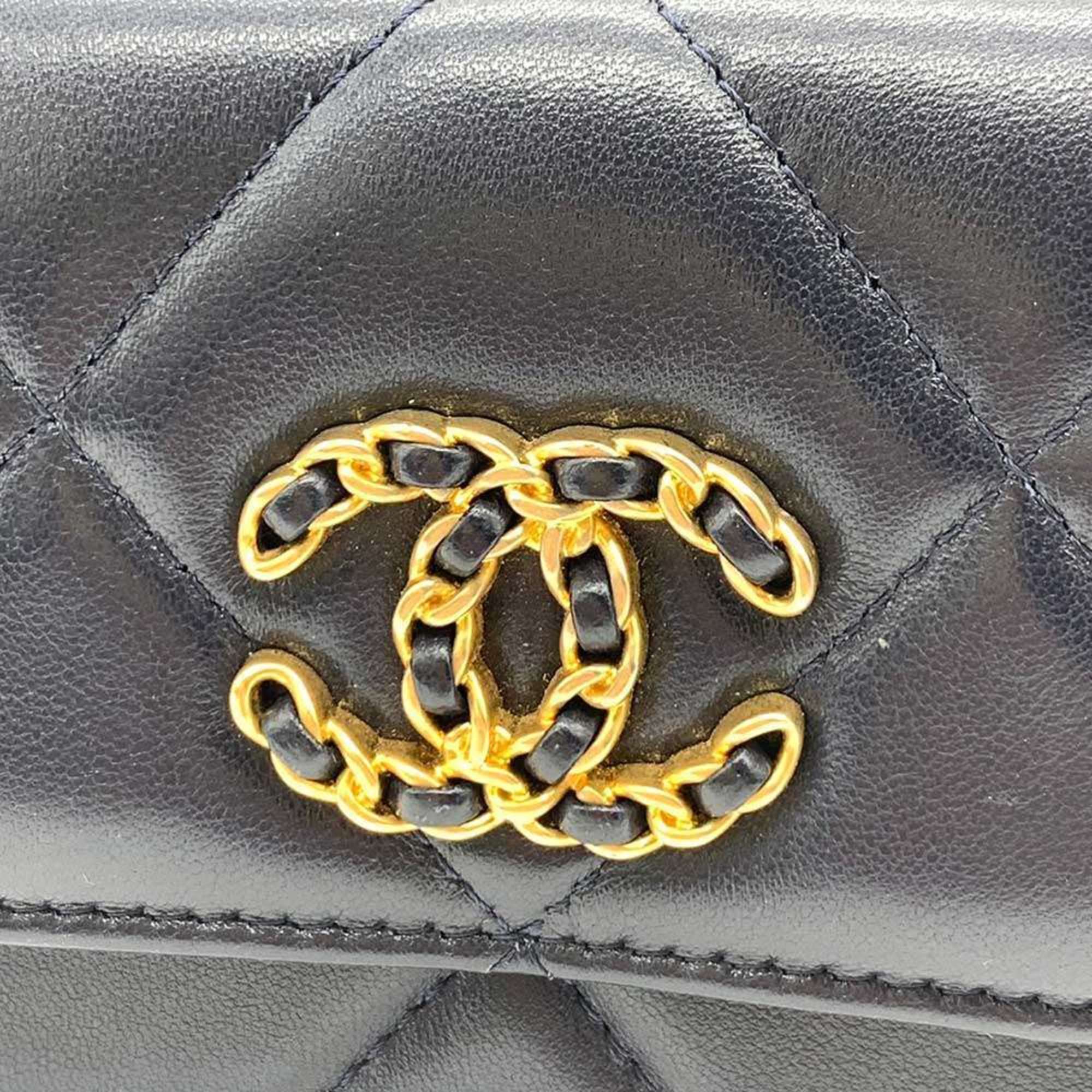 Chanel Wallet 19 Flap Coin Purse Navy Blue x Chain Wallet/Coin Case Shoulder Bag Crossbody Women's Lambskin Leather AP1787 CHANEL