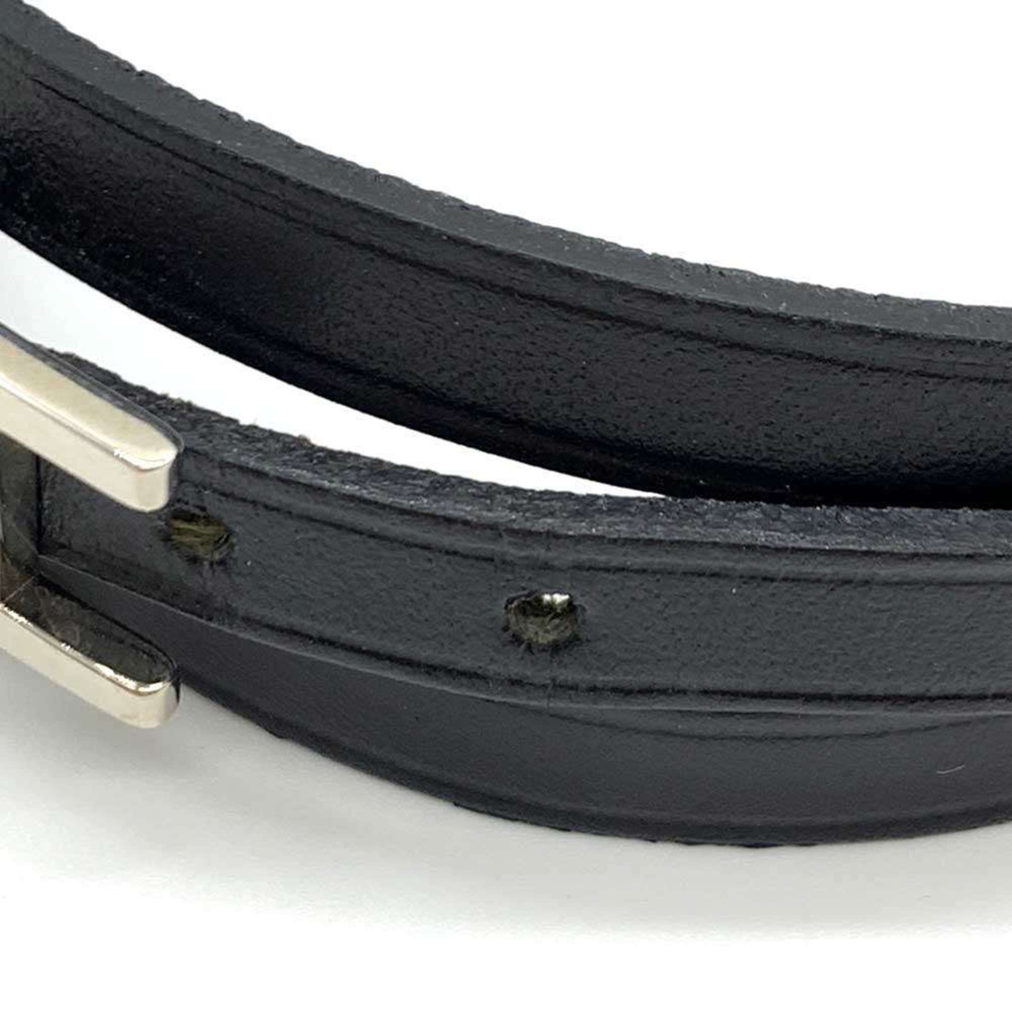 Hermes Accessories Api3 Black 3-Row Bracelet Bangle H Motif Women's Leather HERMES