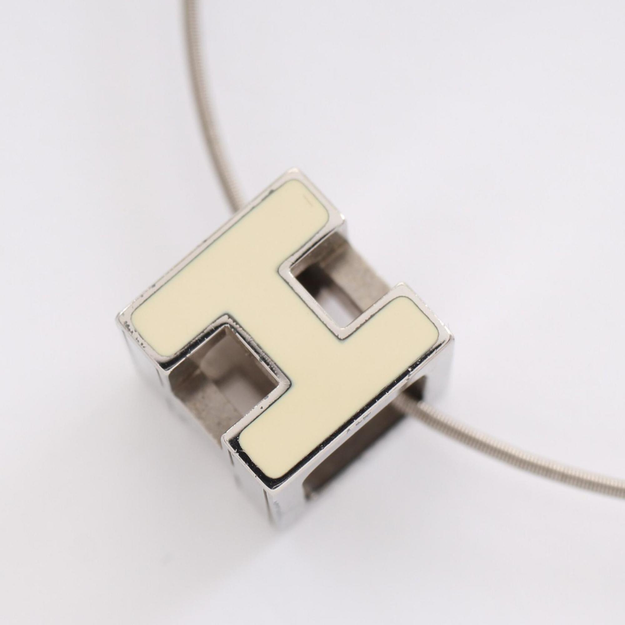 Hermes HERMES CAGE d'Ache H Cube Necklace Stainless Steel Women's Silver White