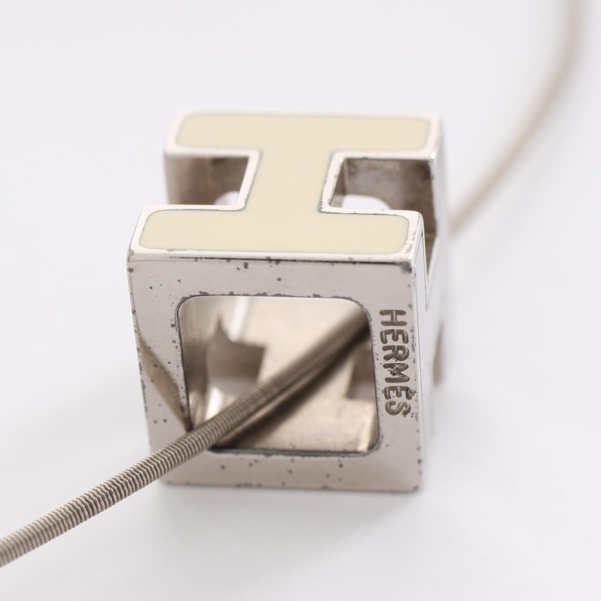 Hermes HERMES CAGE d'Ache H Cube Necklace Stainless Steel Women's Silver White