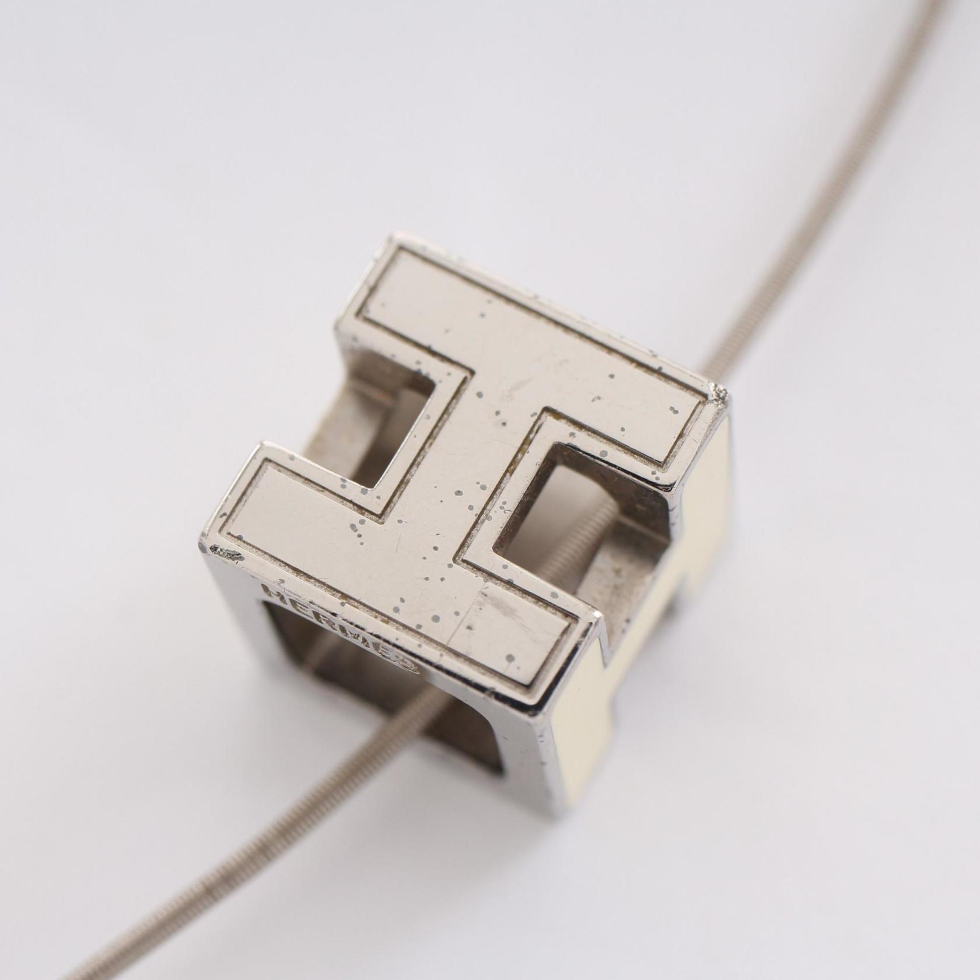 Hermes HERMES CAGE d'Ache H Cube Necklace Stainless Steel Women's Silver White