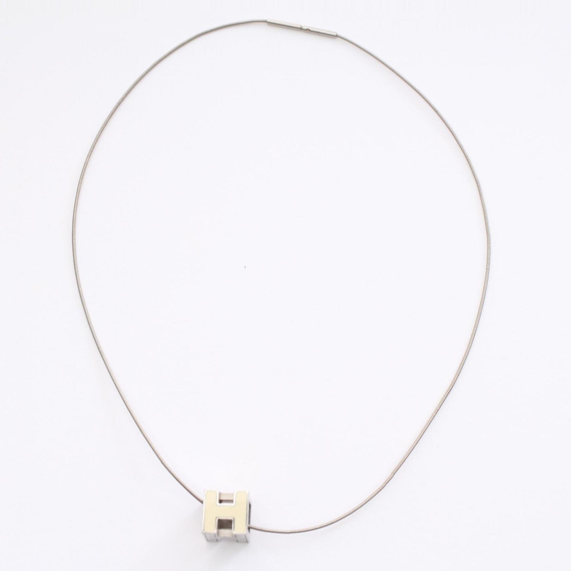 Hermes HERMES CAGE d'Ache H Cube Necklace Stainless Steel Women's Silver White