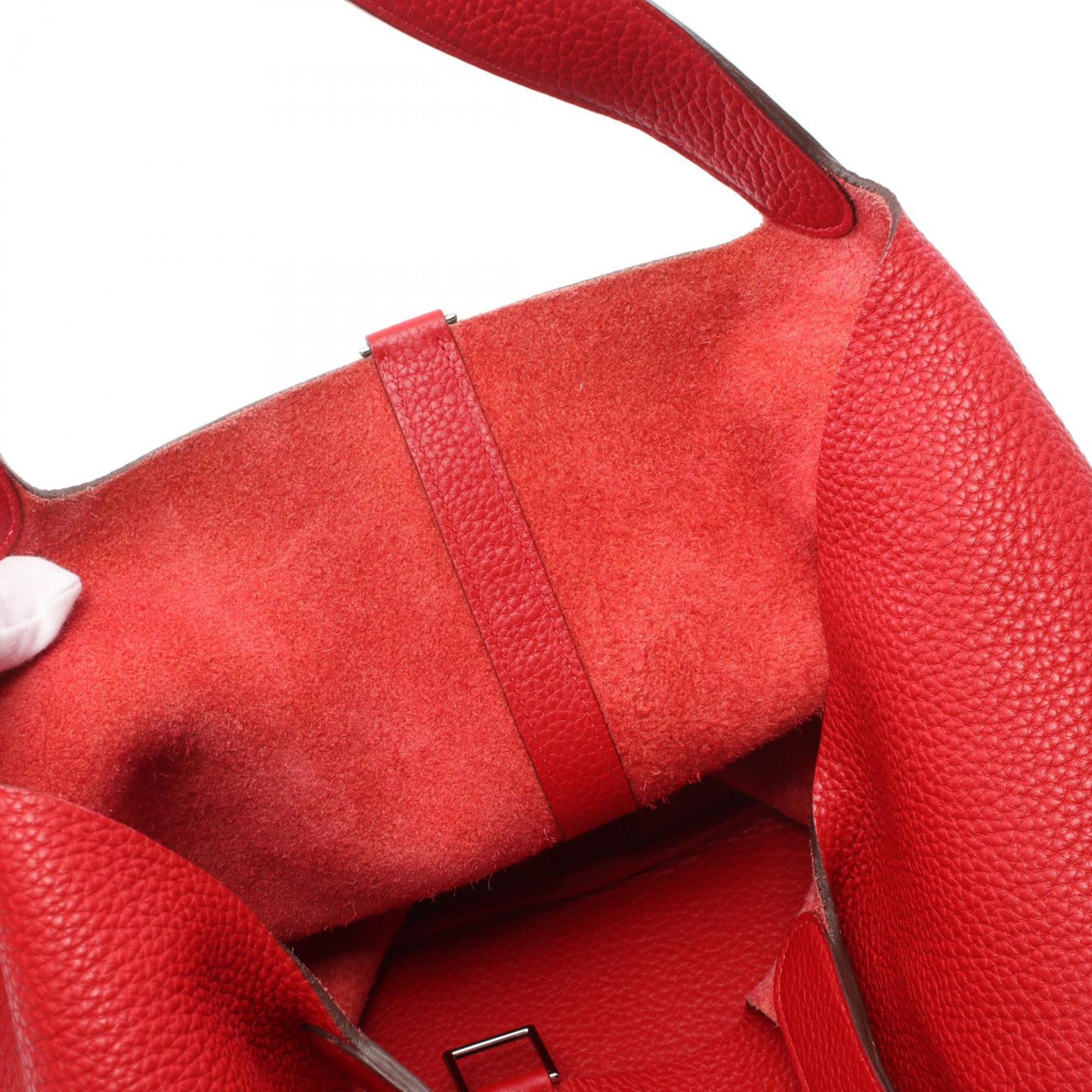 Hermes HERMES Picotin Lock GM Handbag Bag Taurillon Clemence Ladies Red □P 0912