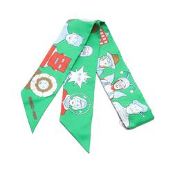 Hermes Twilly Dress Code Scarf Silk Women's Green Multicolor