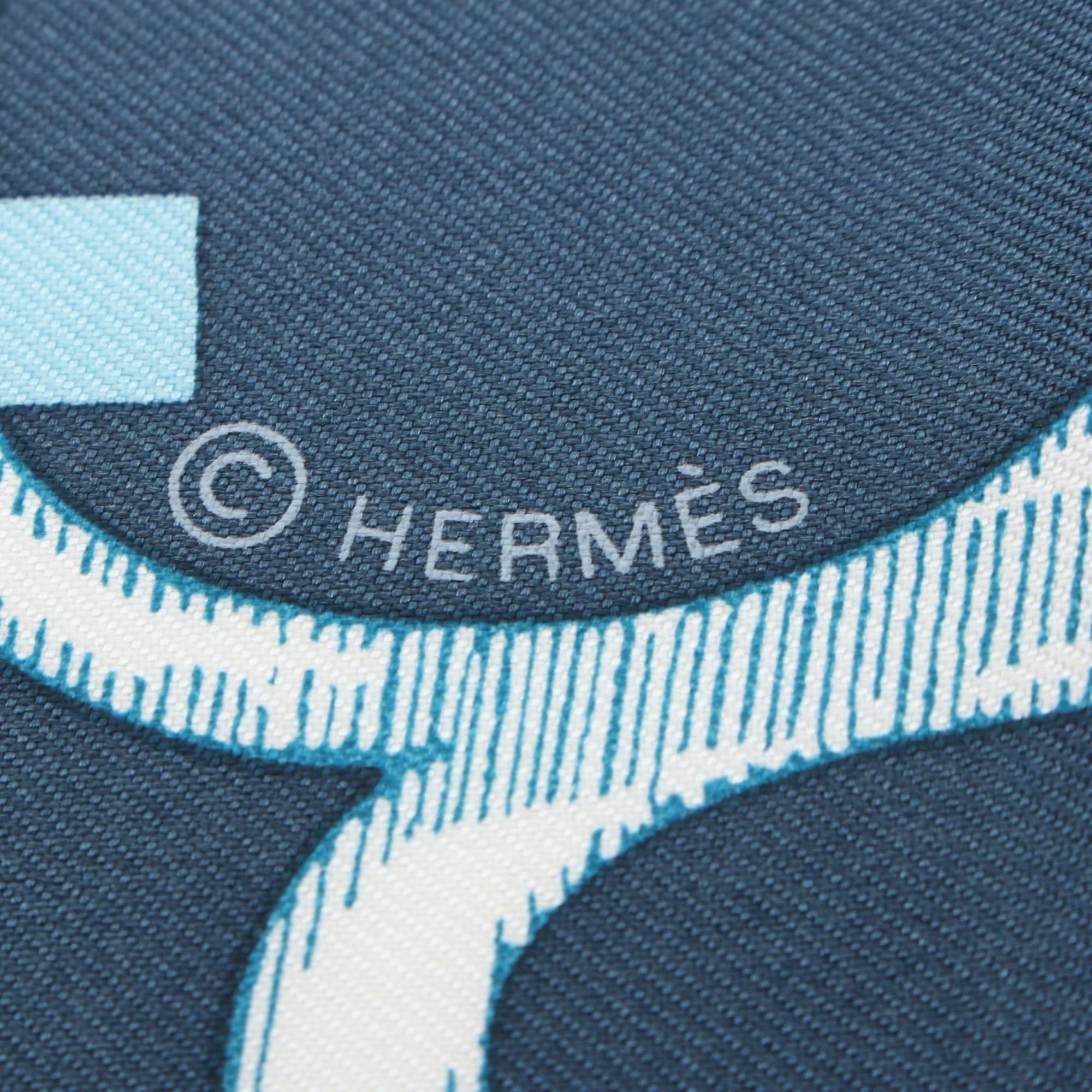 Hermes HERMES Carre 90 Do Re Boucles Scarf Silk Women's Navy Multicolor