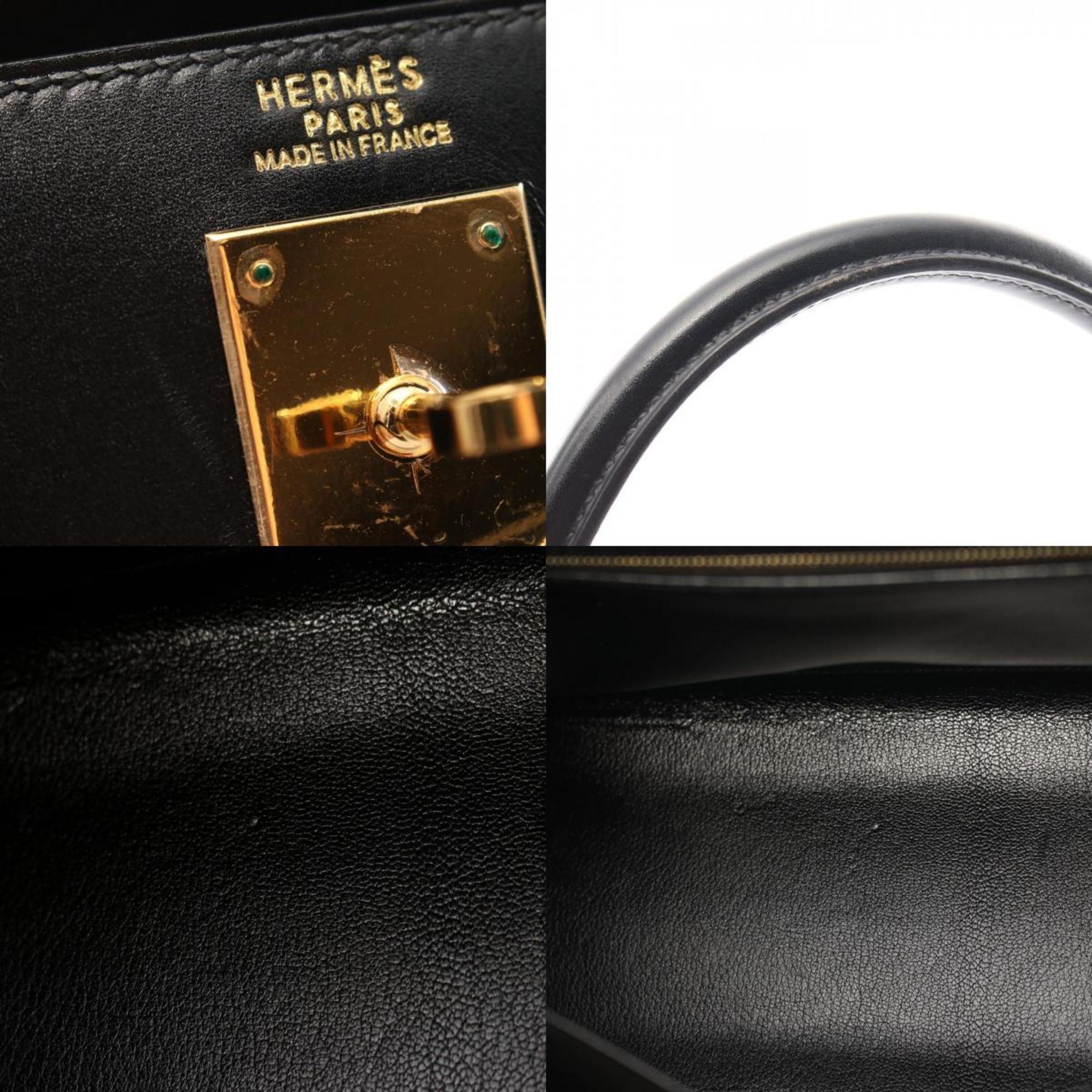 Hermes Kelly 32 Handbag Bag Calfskin (Cowhide) Boxcalf Women's Black