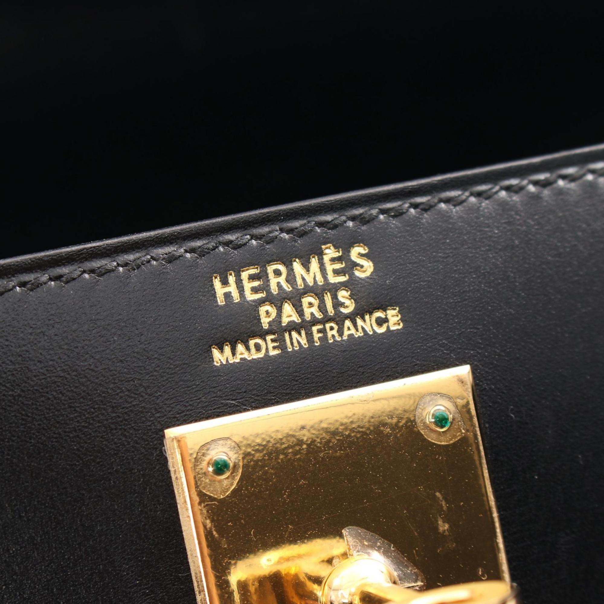 Hermes Kelly 32 Handbag Bag Calfskin (Cowhide) Boxcalf Women's Black