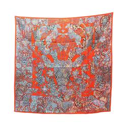 Hermes HERMES Carré 90 LALEGENDE DE LA FORET Scarf Silk Women's Orange Multicolor