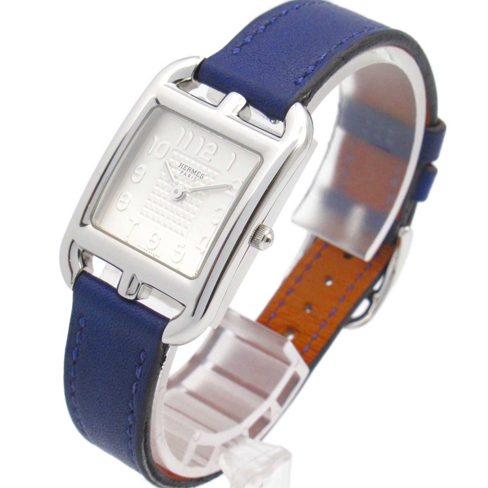 Hermes Cape God Watch Stainless Steel Leather Strap Women's Silver CC1.210