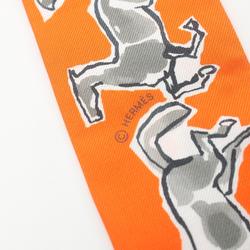 Hermes CHEVAUX EN LIBERTE Twilly Silk Scarf for Women Orange Multicolor