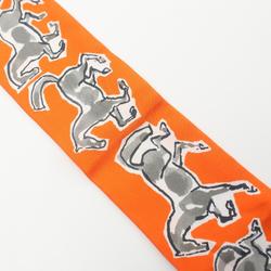 Hermes CHEVAUX EN LIBERTE Twilly Silk Scarf for Women Orange Multicolor