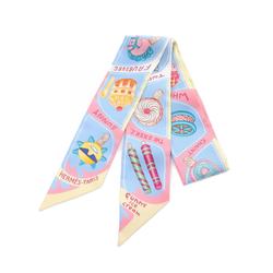 Hermes HERMES Twilly FUNNY ICE CREAM Ribbon Scarf Silk Women's Blue Multicolor