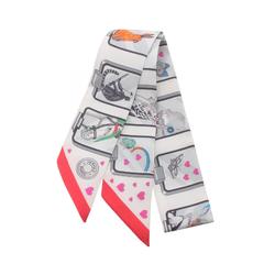 Hermes HERMES Twilly STORY Scarf Silk Women's White Multicolor