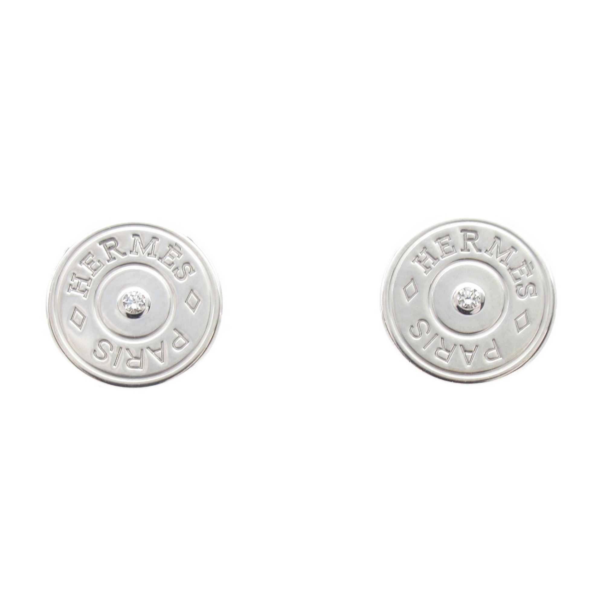 Hermes HERMES Gunbird Diamond Earrings K18WG (White Gold) Ladies Clear