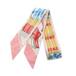 Hermes HERMES Twilly Jumping Scarf Silk Women's Pink Multicolor