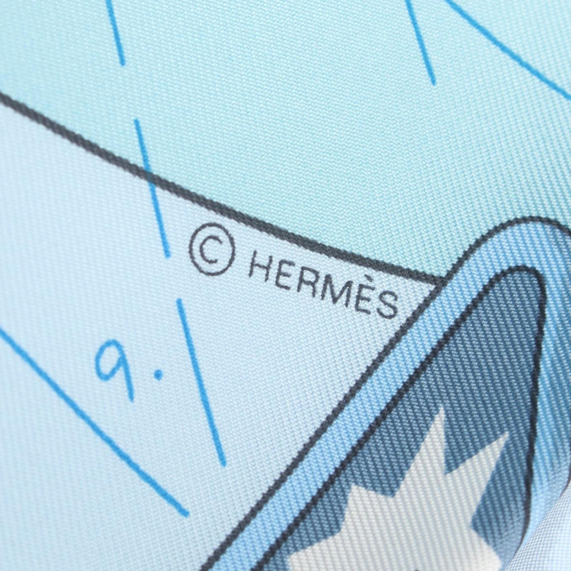 Hermes HERMES Carré 90 TEA FOR TWO Scarf Silk Women's Grey Multicolor