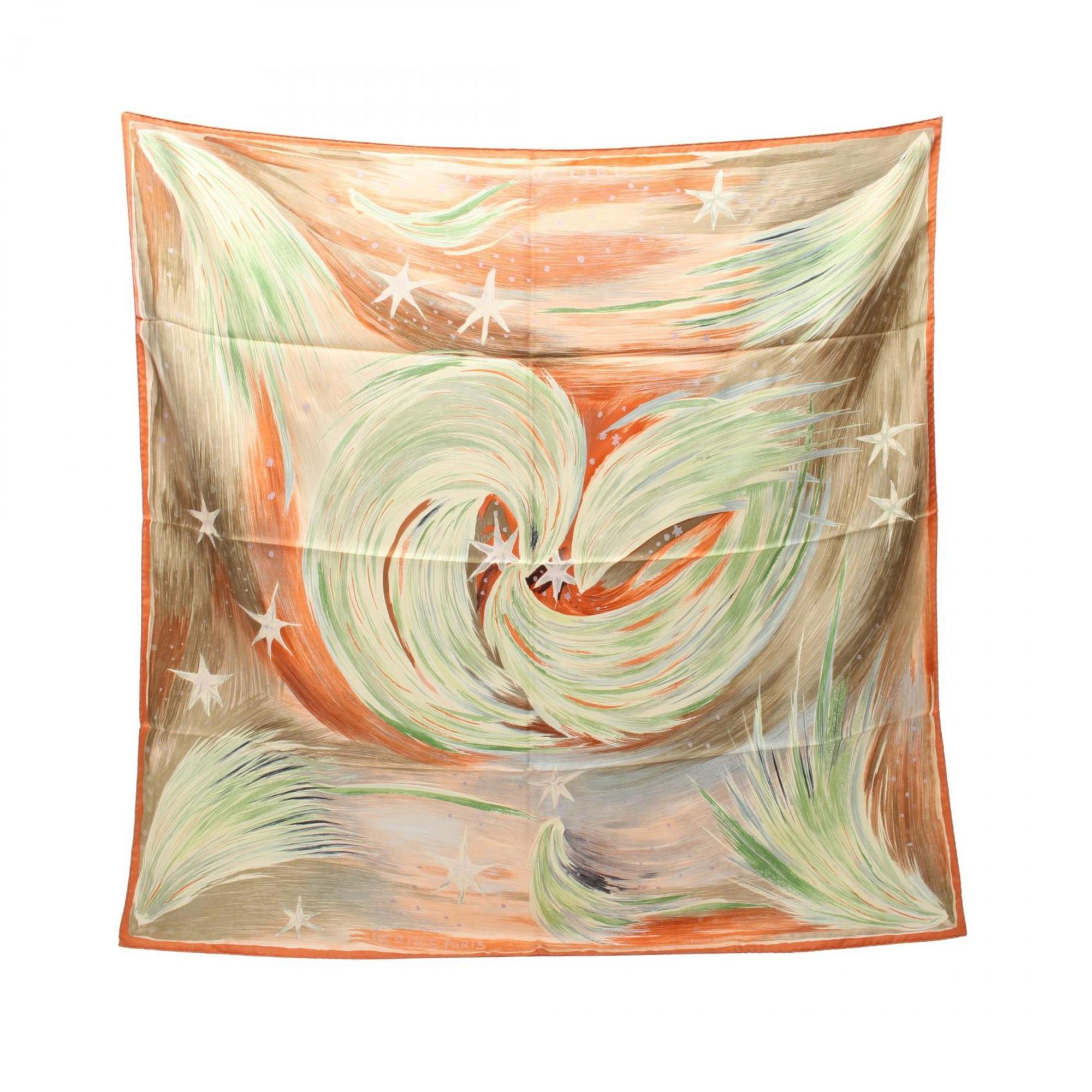 Hermes HERMES Carré 90 FEUX DU CIEL Scarf Silk Women's Orange Multicolor