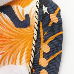 Hermes HERMES Twilly LE CHARME D ORPHEE BA Scarf Silk Women's Orange Navy Multicolor