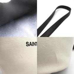 Yves Saint Laurent Rive Gauche Shoulder Bag Canvas Leather Women's Ivory Black