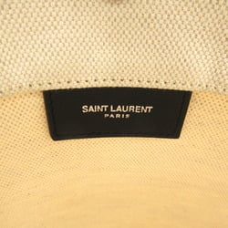 Yves Saint Laurent Rive Gauche Shoulder Bag Canvas Leather Women's Ivory Black