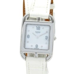 Hermes Cape Cod Double Tour Wristwatch Stainless Steel Leather Women's White Shell CC1.210a