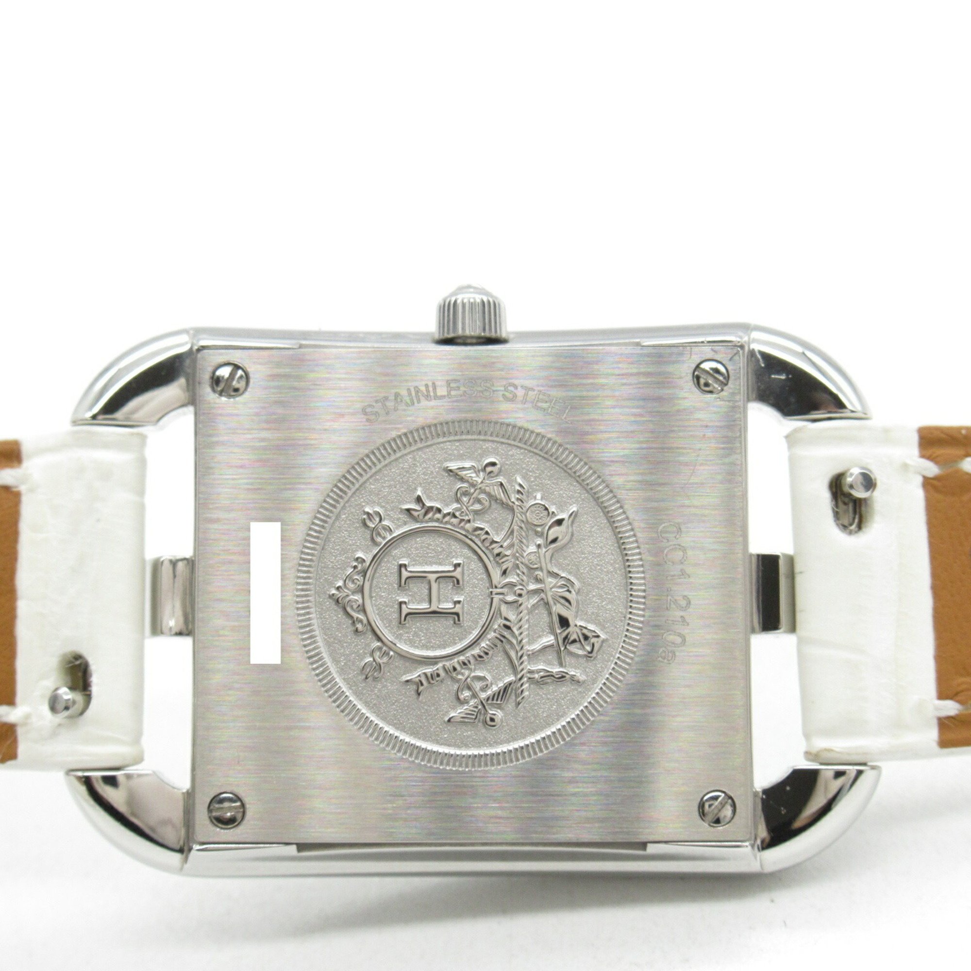 Hermes Cape Cod Double Tour Wristwatch Stainless Steel Leather Women's White Shell CC1.210a