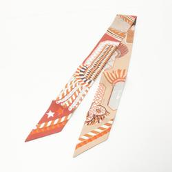 Hermes Twilly EPAULETTES DE GALA Silk Scarf for Women Beige Multicolor