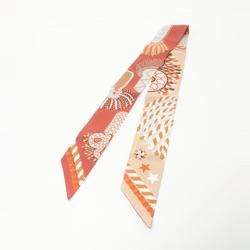 Hermes Twilly EPAULETTES DE GALA Silk Scarf for Women Beige Multicolor