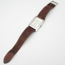 Hermes Tandem Watch Stainless Steel Leather Strap Women's Silver TA1.810