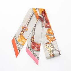 Hermes HERMES Twilly CAVAL CADES Scarf Silk Women's Beige Multicolor