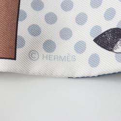 Hermes Twilly Cavalier en Formes Silk Scarf for Women White Multicolor