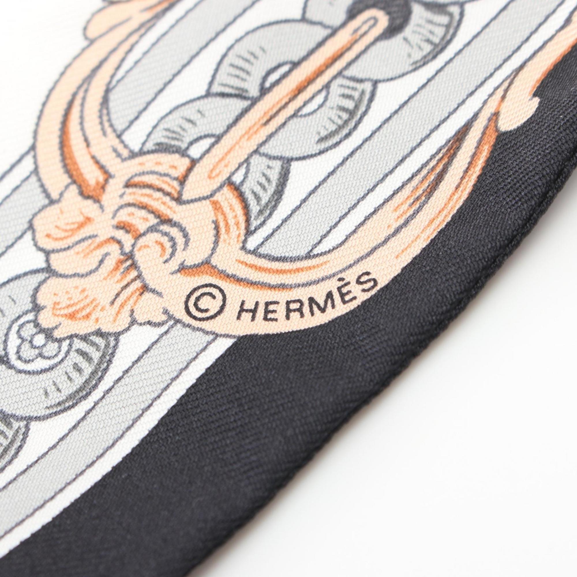 Hermes HERMES Twilly BRIDE DE COUR Scarf Silk Women's Grey White Black