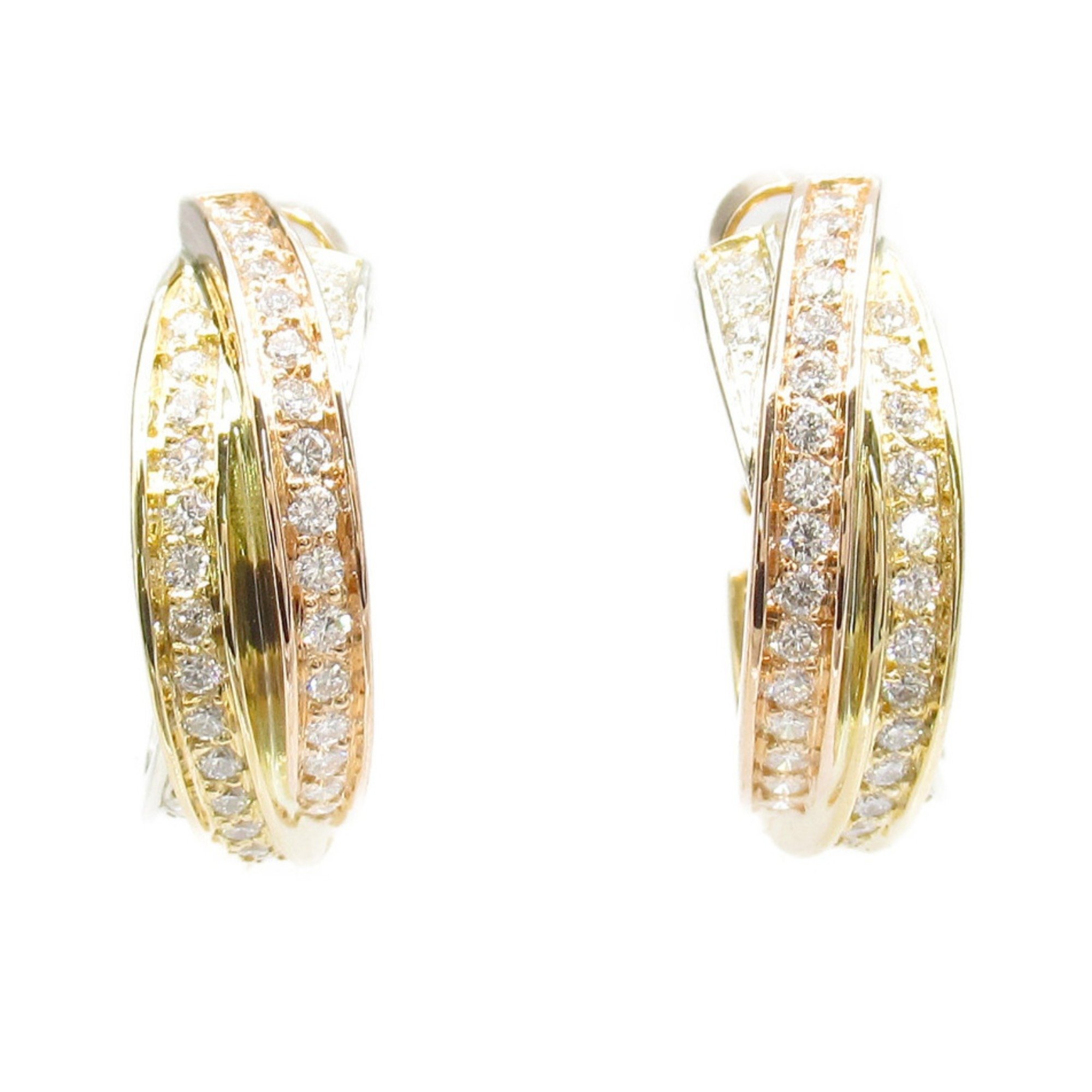 Cartier Trinity Diamond Earrings K18WG (White Gold) K18 (Yellow (Pink Ladies Clear